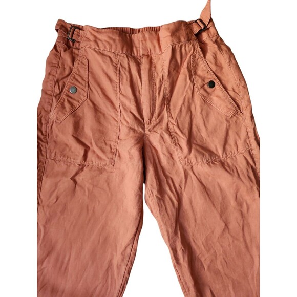Athleta Voyager Linen Cropped Pants Womens 6 Boho Sunbaked Clay Orange Vacation - Picture 3 of 8